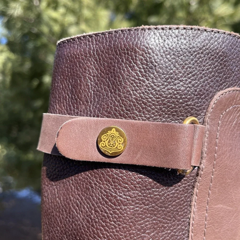 Franco Sarto L-Crash Riding Boots‎ Womens Size 9 Brown Leather Tall Full Zip